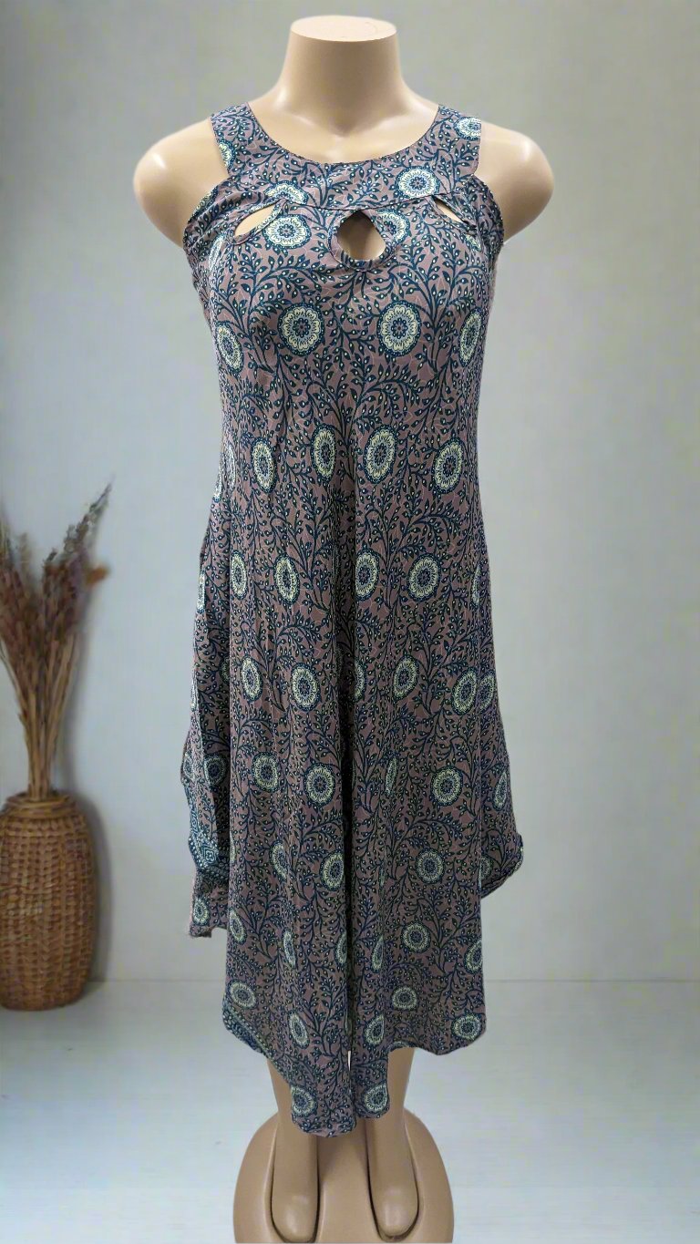 Sleveless Floral Print Dress