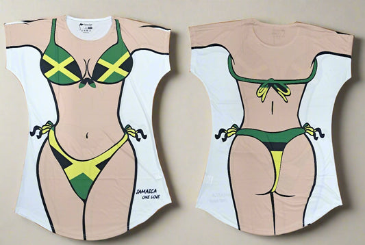 Jamaican casual bikini T shirt coverup