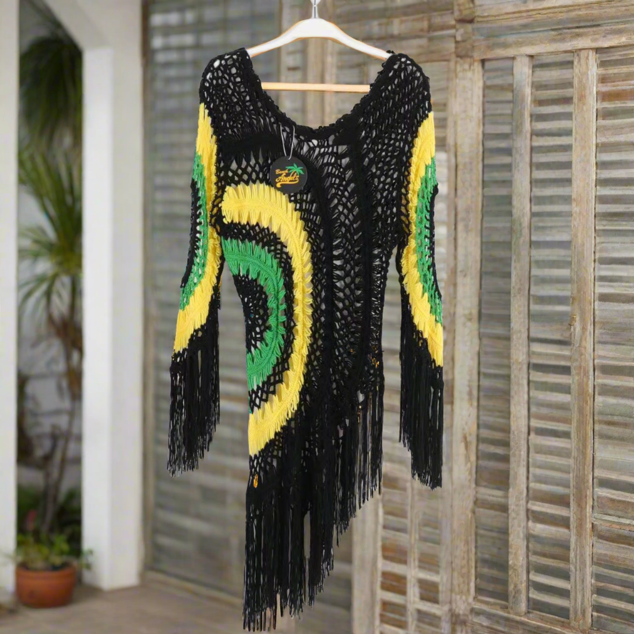 Jamaican flag crochet cover up