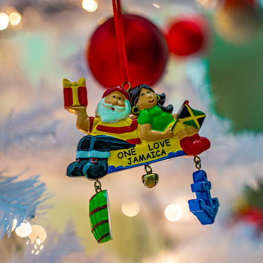 Santa on a sled - Christmas Ornament